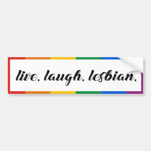 Pegatina Para Coche Vive. Ríe. Lesbiana.