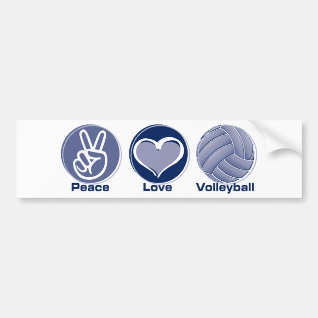 Pegatina Para Coche Voleibol del amor de la paz (Frente)
