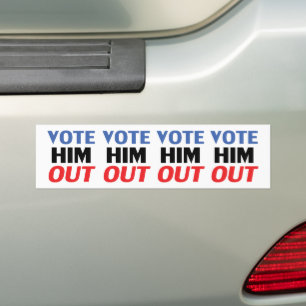 Pegatina Para Coche Vota por él. Tipografía moderna en blanco y azul.