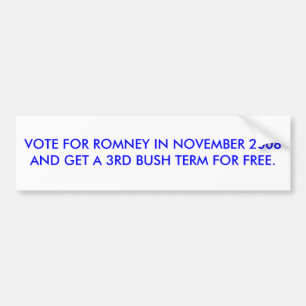 PEGATINA PARA COCHE VOTACIÓN POR ROMNEY EN NOVIEMBRE DE 2008 OBTENER E