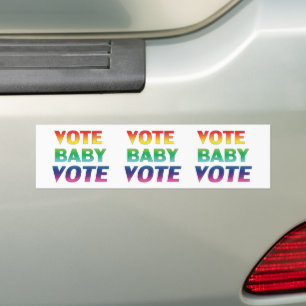 Pegatina Para Coche "vote baby vote" Orgullo lgbtq blanco parachoques