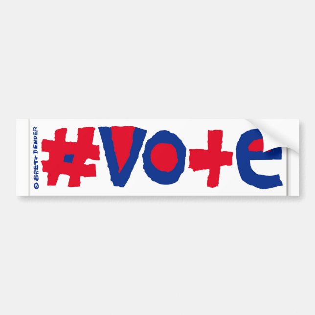 Pegatina Para Coche #vote Bumper Sticker/Blanco Rojo y Azul (Frente)