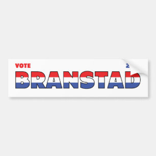Pegatina Para Coche Voto Branstad 2010 elecciones blanco y azul rojos