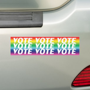 Pegatina Para Coche voto de voto - orgullo lgbtq colores arcoiris blan