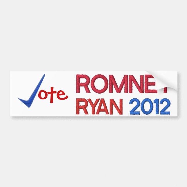 Pegatina Para Coche Voto para Romney Ryan 2012 (Frente)