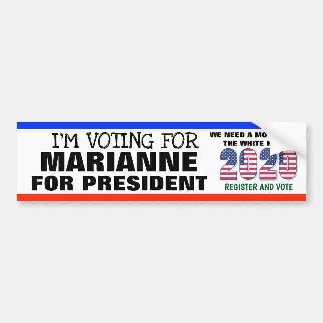 PEGATINA PARA COCHE VOTO POR MARIANNE PARA PRESIDENTE (Frente)