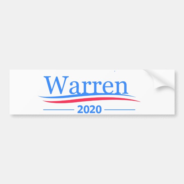 Pegatina Para Coche Warren para el presidente 2020, blanco clásico de (Frente)
