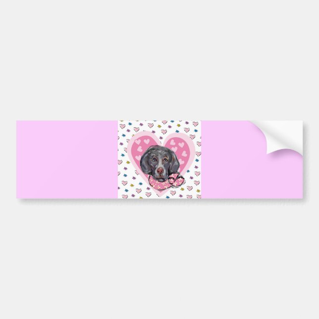 Pegatina Para Coche Weimaraner del Día de San Valentín (Frente)
