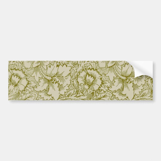 Pegatina Para Coche William Morris Poppy Classic Floral Green (Frente)