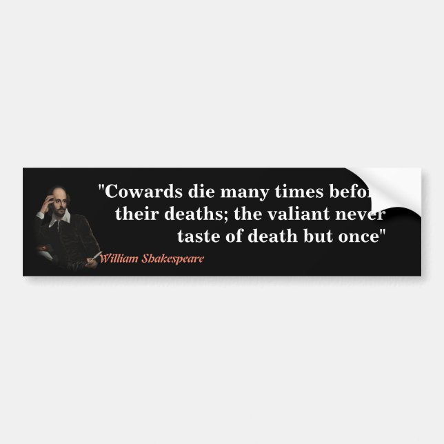 Pegatina Para Coche William Shakespeare Cita Sobre Cobardes Y Muerte (Frente)