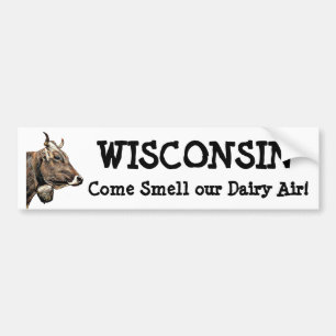 Pegatina Para Coche Wisconsin, huele nuestra camisa de la vaca del