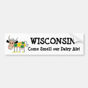 Pegatina Para Coche Wisconsin, huele nuestra camiseta de vaca con humo