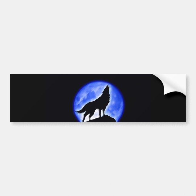 Pegatina Para Coche Wolf Howling en la Luna (Frente)