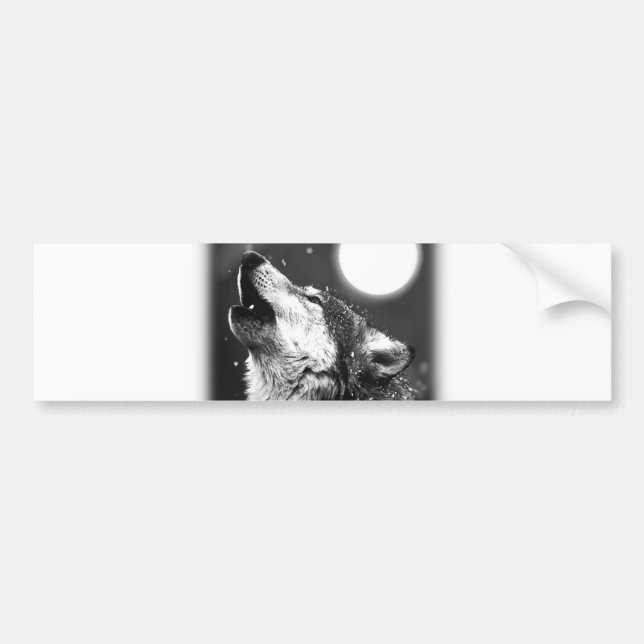 Pegatina Para Coche Wolf Howling en la Luna (Frente)