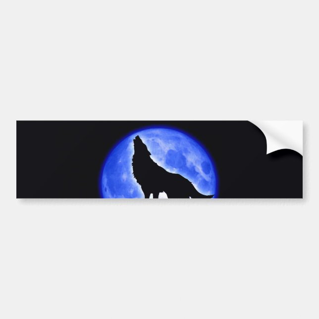 Pegatina Para Coche Wolf Howling en la Luna (Frente)