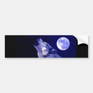 Pegatina Para Coche Wolf Howling en la Luna