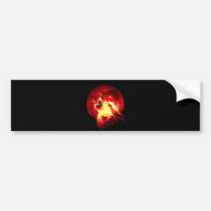Pegatina Para Coche Wolf Howling en Red Night