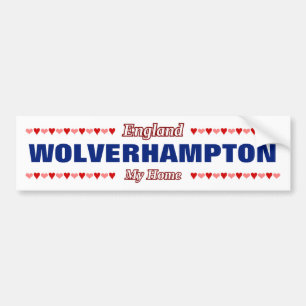 Pegatina Para Coche WOLVERHAMPTON - Mi hogar - Inglaterra;Corazones