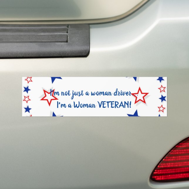 Pegatina Para Coche Women Veteran Blue with Stars on White (en coche)