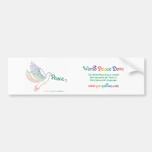 Pegatina Para Coche World Peace Dove Bumpersticker