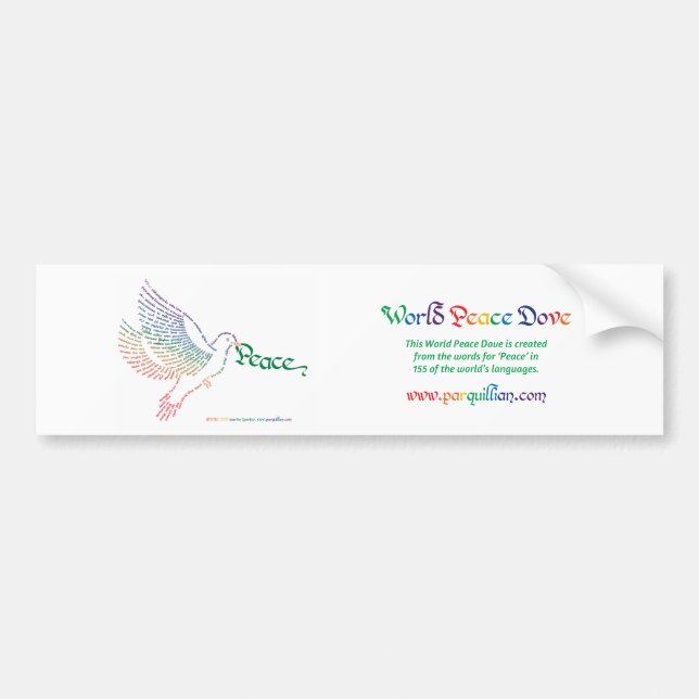 Pegatina Para Coche World Peace Dove Bumpersticker (Frente)