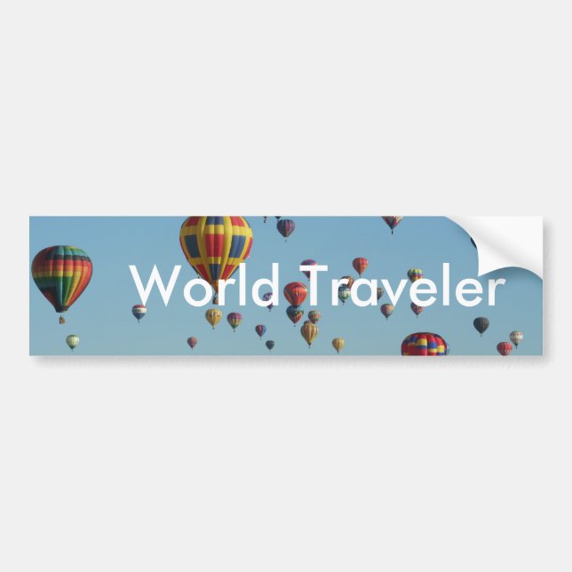 Pegatina Para Coche World Traveller Hot Air Balloon Bumper Sticker (Frente)