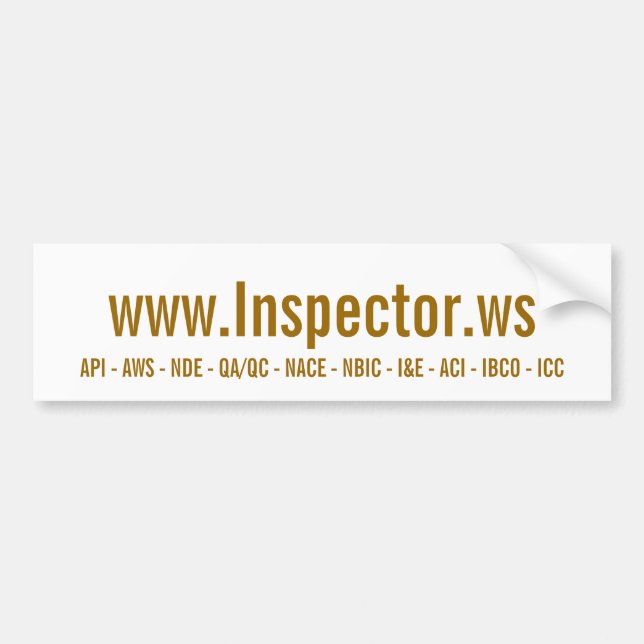 Pegatina Para Coche www.Inspector.ws, API - AWS - NDE - QA/QC - NAC… (Frente)