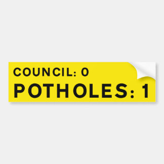 Pegatina Para Coche YELLOW Pothole Bumper Sticker Council 0-Potholes 1