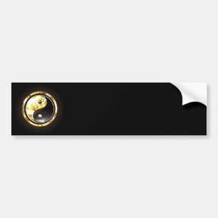 Pegatina Para Coche Yin Yang dorado en negro