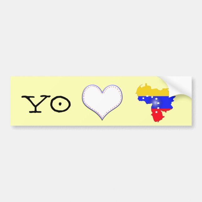 Pegatina Para Coche Yo amo a Venezuela con bandera venezuela (Frente)
