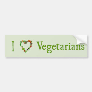 Pegatina Para Coche Yo corazón a los vegetarianos
