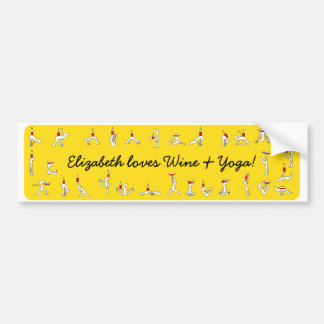 Pegatina Para Coche Yoga para Winelovers Bumpersticker amarillo
