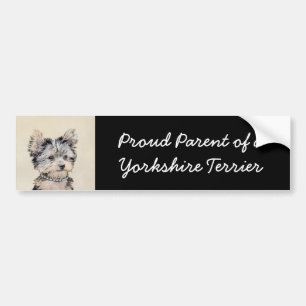Pegatina Para Coche Yorkshire Terrier Puppy Painting Original Dog Art