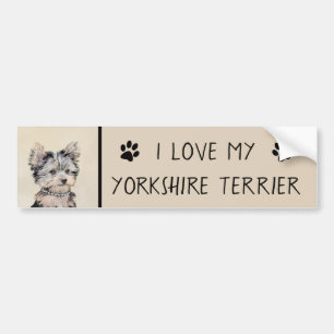 Pegatina Para Coche Yorkshire Terrier Puppy Pintando Arte Original De 