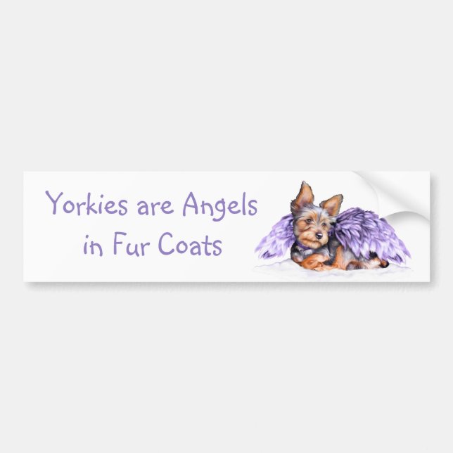 Pegatina Para Coche Yorkshire Terrier Yorkie Angel (Frente)