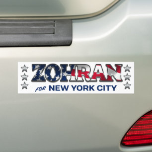 Pegatina Para Coche Zohran Mamdani bandera americana NYC 2025