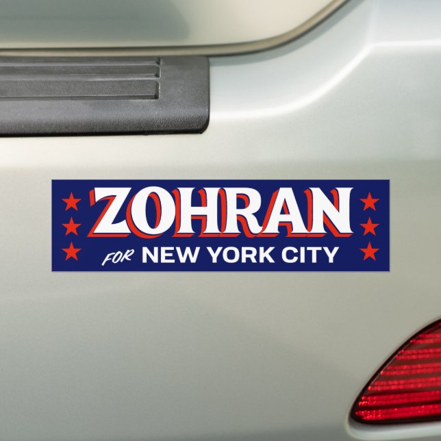 Pegatina Para Coche Zohran Mamdani NYC Red White Blue 2025 (en coche)