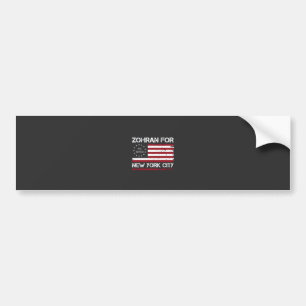 Pegatina Para Coche Zohran Mamdani para alcalde de NYC con bandera de