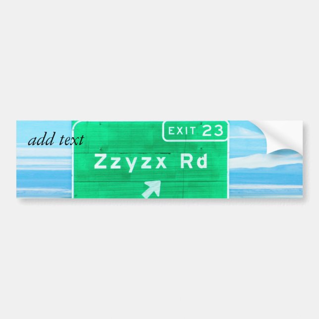 PEGATINA PARA COCHE ZZZYZX RD (Frente)