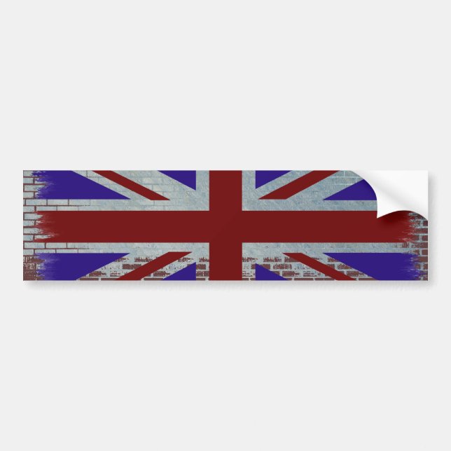 Pegatina para el parachoques apenada de Union Jack (Frente)