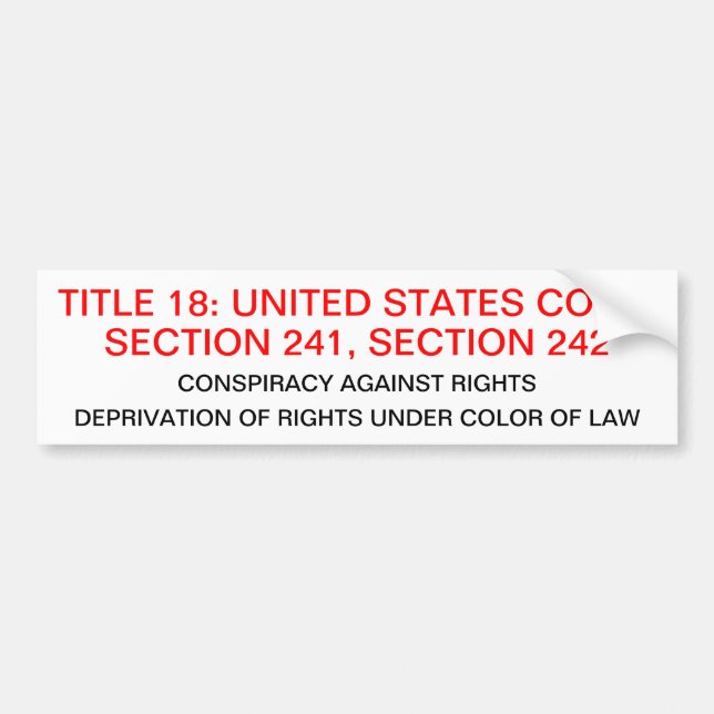 Pegatina para el parachoques con el título 18 USC (Frente)