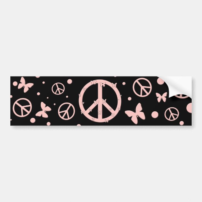 Pegatina para el parachoques rosada de la paz y de (Frente)