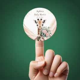 Pegatina para favor de baby shower Safari de jiraf