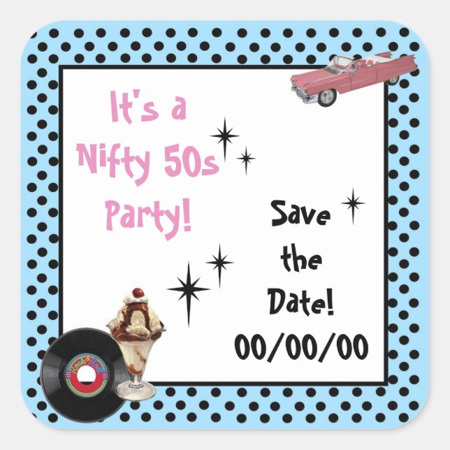 Pegatina para guardar la fecha de Cadillac rosa (Anverso)