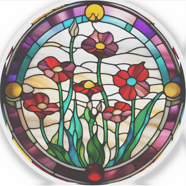 Pegatina para jardín de flores redondo de falsa vi (Anverso)