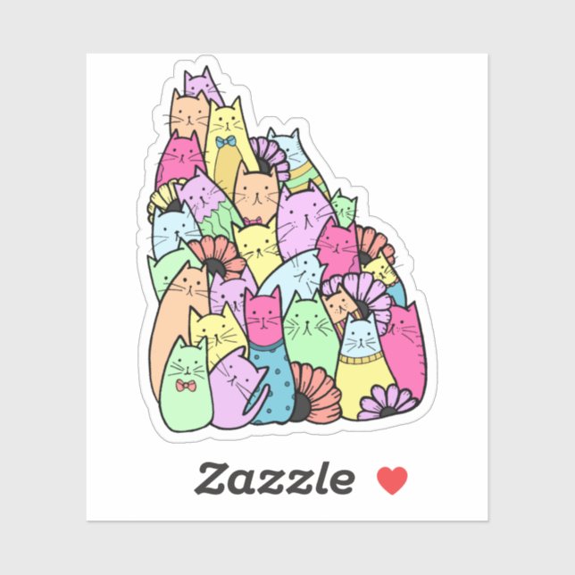 Pegatina para portátiles Cat Pile (Hoja)