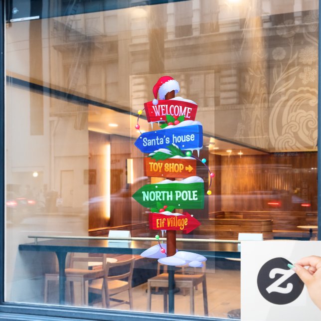 Pegatina para ventana de cartel de Navidad del Pol (Ventana de cafetería)