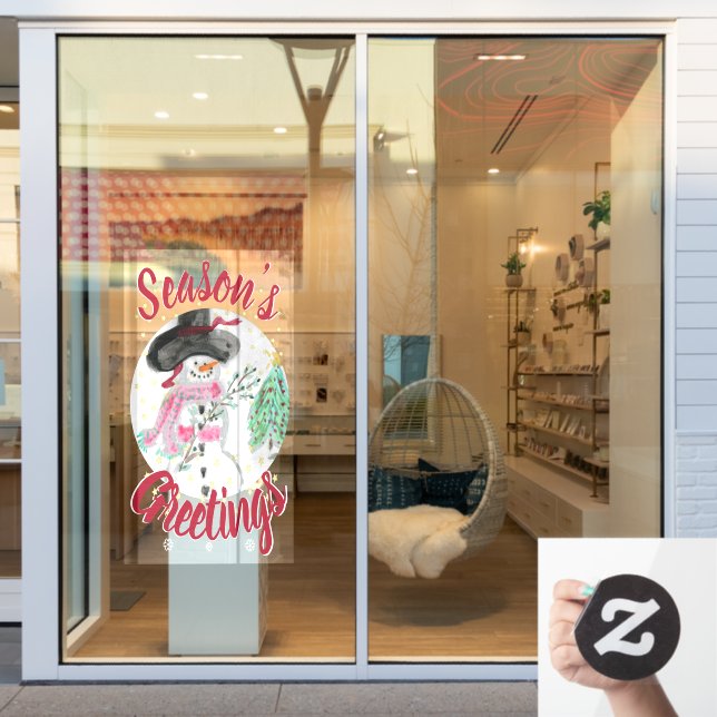 Pegatina para ventana de muñeco de nieve con estil (Ventana de la tienda)