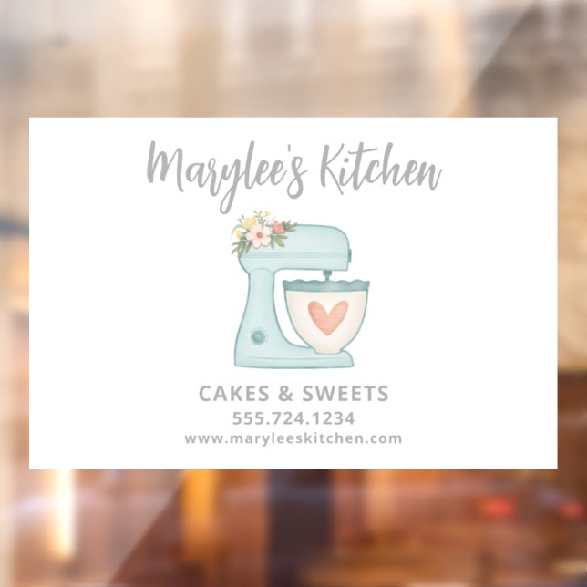 Pegatina para ventana de negocio de repostería de  (Hoja 2)