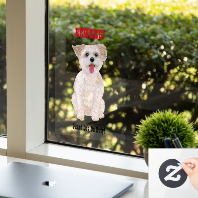 Pegatina para ventana de perro guardián divertido  (Oficina)